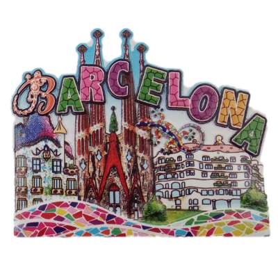 Wholesale custom souvenir barcelona cities polyresin resin 3d fridge magnet