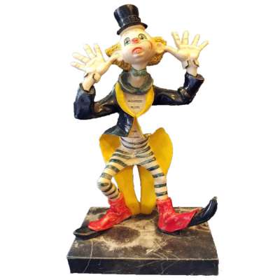 VINTAGE CERAMIC CIRCUS CLOWN On The Resin stand 18 CM Naughty Clown