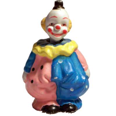 Pink And Blue Fat Funny Ceramic Moving Head Still Coin Bank Clown Figurine